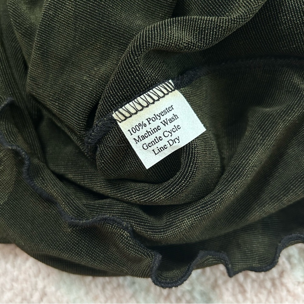 NWT Lee Anderson Wide Leg Ruched Pants Green Leaf Pattern Size Small Vacation - Picture 4 of 10